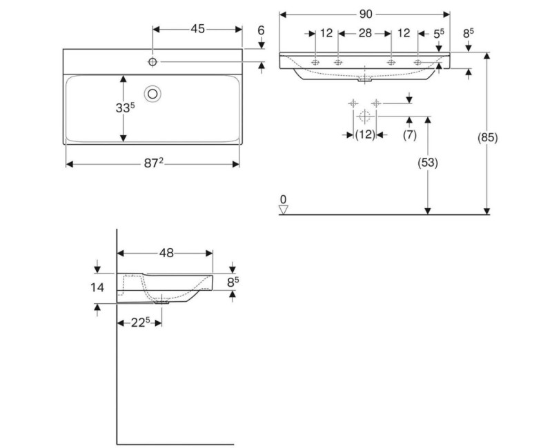 Vannas istabas izlietne Geberit Xeno 2 ar KeraTect 90x48cm Balta 500.531.01.1