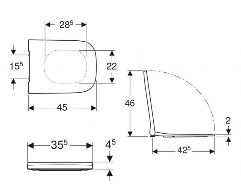 Кришка для унитаза Geberit Smyle Square с функцией SoftClose, белое 500.687.01.1