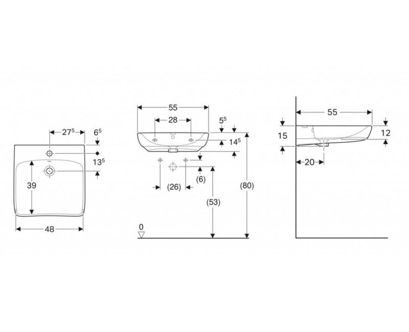 Раковина для ванной комнаты Selnova Comfort 55x55см Белый 501.461.00.7