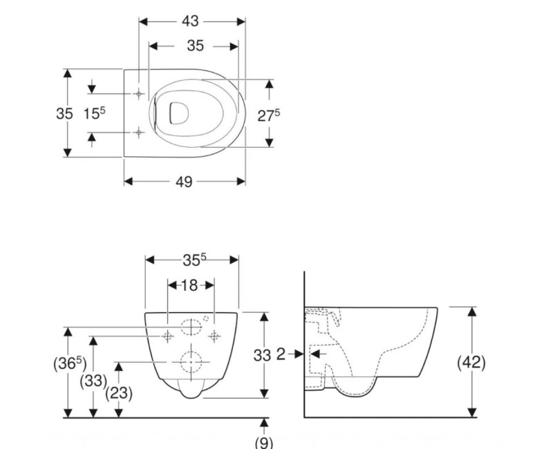 Piekaramais pods Geberit iCon Rimfree bez vāka, Balts 502.380.00.1