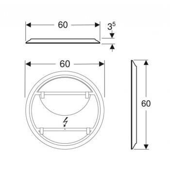 Vannas istabas spogulis Geberit Option ar LED apgaismojumu, D60cm  502.797.00.1