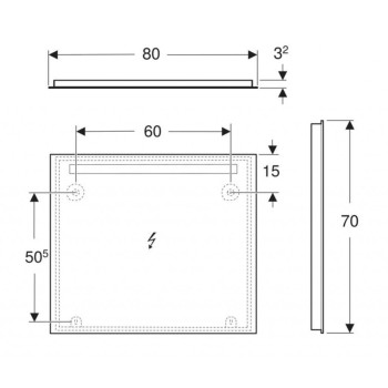 Vannas istabas spogulis Geberit Option ar LED apgaismojumu, 80x70cm, alumīnijs 502.807.00.1