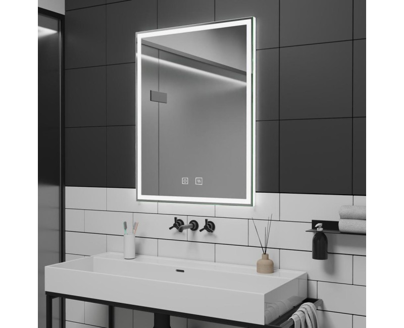Vannas istabas spogulis Kielle Idolio ar LED apgaismojumu un apsildi, 60x80cm 50324001