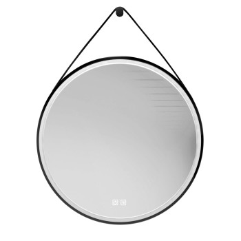 Зеркало для ванной Kielle Idolio со LED подсветкой и подогревом , D59cm, черное 50324004