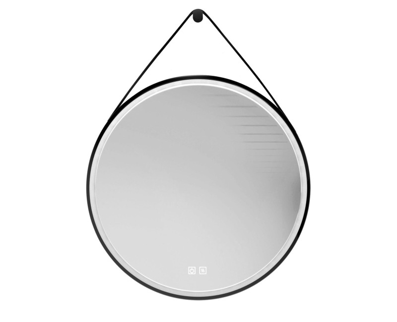 Vannas istabas spogulis Kielle Idolio ar LED ar apgaismojumu un apsildi, D59cm, melns 50324004