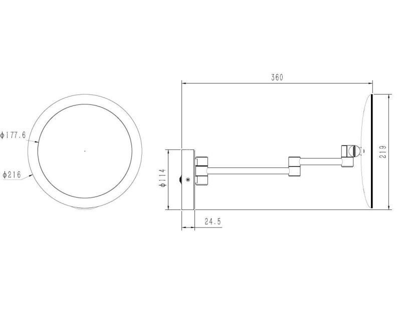 Косметическое зеркало Kielle Idolio со LED подсветкой, черное матовое 50324024