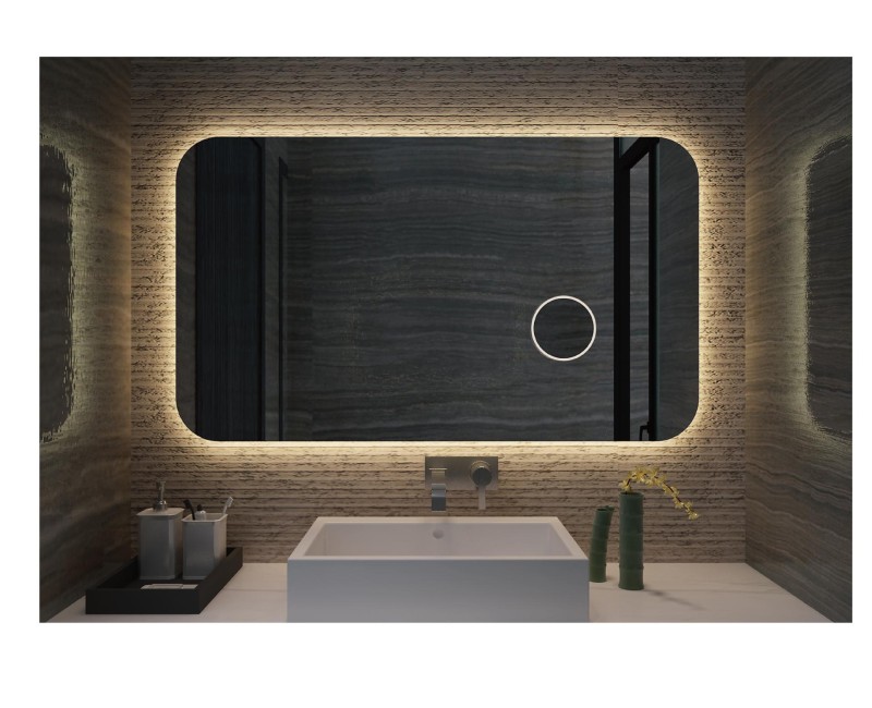Зеркало для ванной Kielle Idolio со светодиодной подсветкой, черное + косметическое зеркало 50324031
