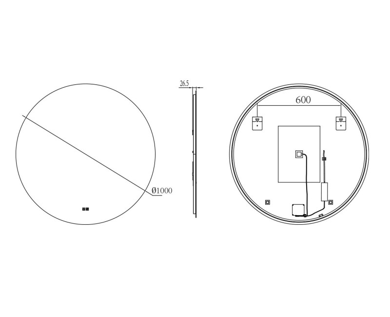 Зеркало для ванной Kielle Idolio со LED подсветкой и подогревом, D100см 50324071