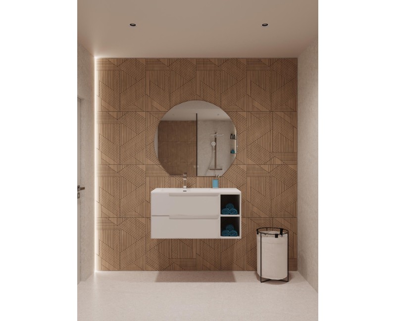 Vannas istabas spogulis Kielle Idolio ar LED apgaismojumu un apsildi, D80cm, melns 50324081