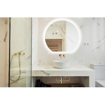 Vannas istabas spogulis Kielle Idolio ar LED apgaismojumu un apsildi, D80cm, melns 50324081