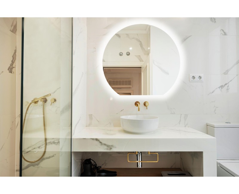 Vannas istabas spogulis Kielle Idolio ar LED apgaismojumu un apsildi, D80cm, melns 50324081