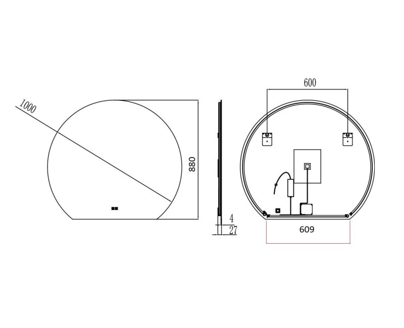 Зеркало для ванной Kielle Idolio со LED подсветкой и подогревом, D100см 50324091