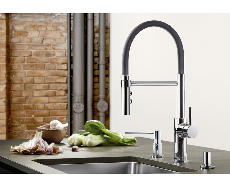 Смеситель для кухни Blanco CATRIS-S с гибким изливом Хром/Black 525791