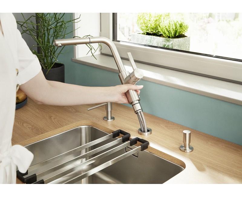 Смеситель для кухни Blanco LANORA-SF Выдвижной Нержавеющая сталь 526180