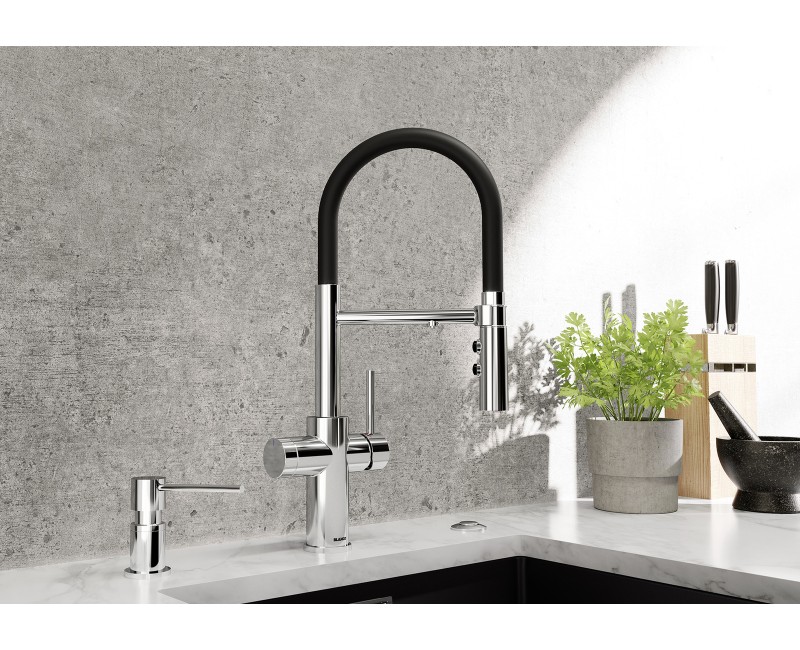 Смеситель для кухни Blanco CATRIS-S для фильтрованной воды, гибкий излив Черный / Хром 526705