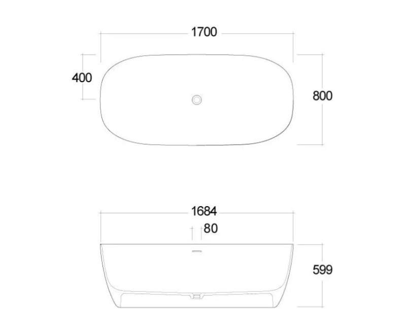Вольностоящая ванна Kludi Resa каменная масса 170x80 см, черный матовый 53BF0339