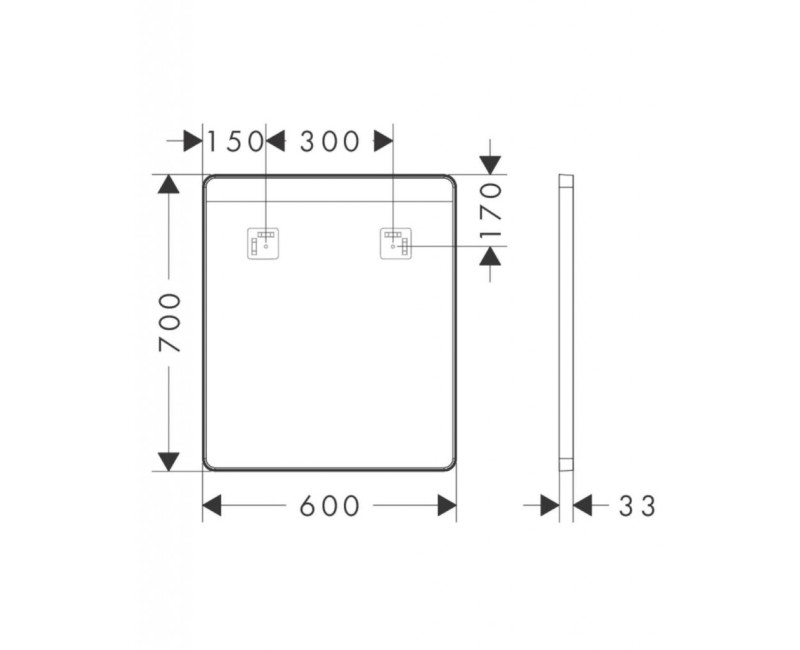Зеркало для ванной Hansgrohe Xarita Lite Q со LED подсветкой, 70x60 см, чёрный матовый 54957670