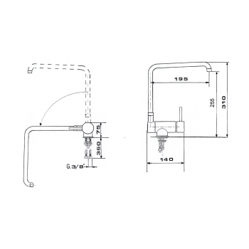 Virtuves maisītājs Sapho Rhapsody nolokāms zem loga, hroms 5507S