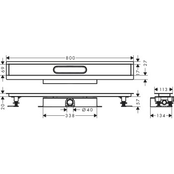 Dušas kanāls Hansgrohe uBox universal CS 800mm H=57mm 56018180