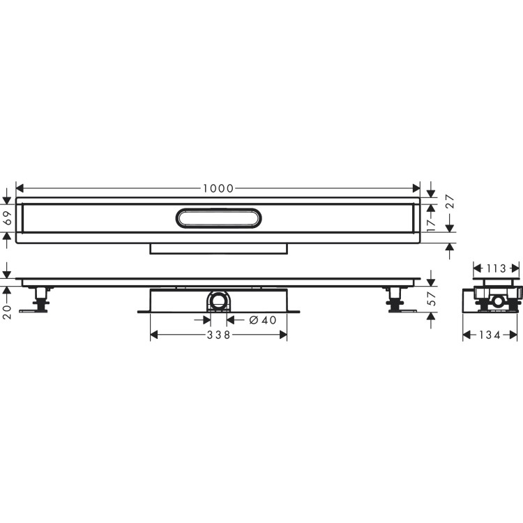 Dušas kanāls Hansgrohe uBox universal CS 1000mm 56020180 Dušas kanāls Hansgrohe uBox universal CS 1000mm 56020180