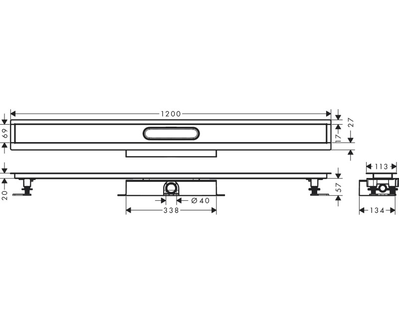 Dušas kanāls Hansgrohe uBox universal CS 1200mm H=57mm 56021180