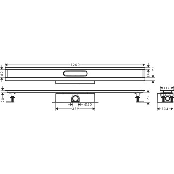 Dušas kanāls Hansgrohe uBox universal CS 1200mm H=75mm 56027180