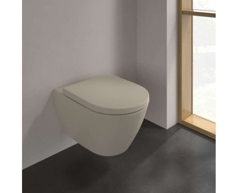 Подвесной Унитаз Villeroy & Boch Subway 2.0 DirectFlush Rimfree AquaReduct смыв, CeramicPlus, цвет миндаля 5614R0AM