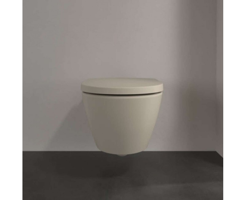 Подвесной Унитаз Villeroy & Boch Subway 2.0 DirectFlush Rimfree AquaReduct смыв, CeramicPlus, цвет миндаля 5614R0AM