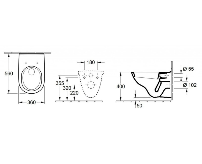 Подвесной унитаз Villeroy & Boch O.novo без крышки белый