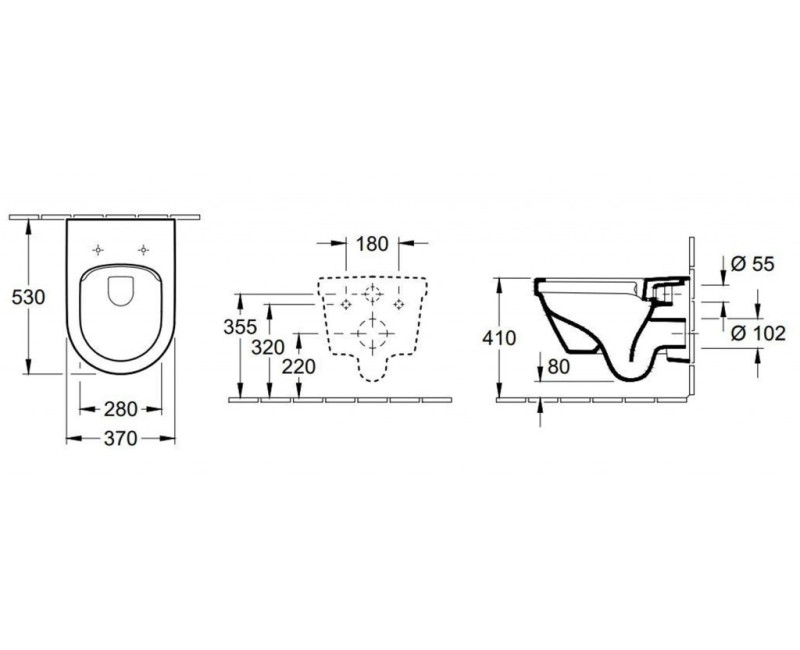 Piekaramais pods Villeroy & Boch Architectura AntiBac , CeramicPlus DirectFlush Rimfree Skalošana AquaReduct, Bez vāka, Balts 5684R0T2