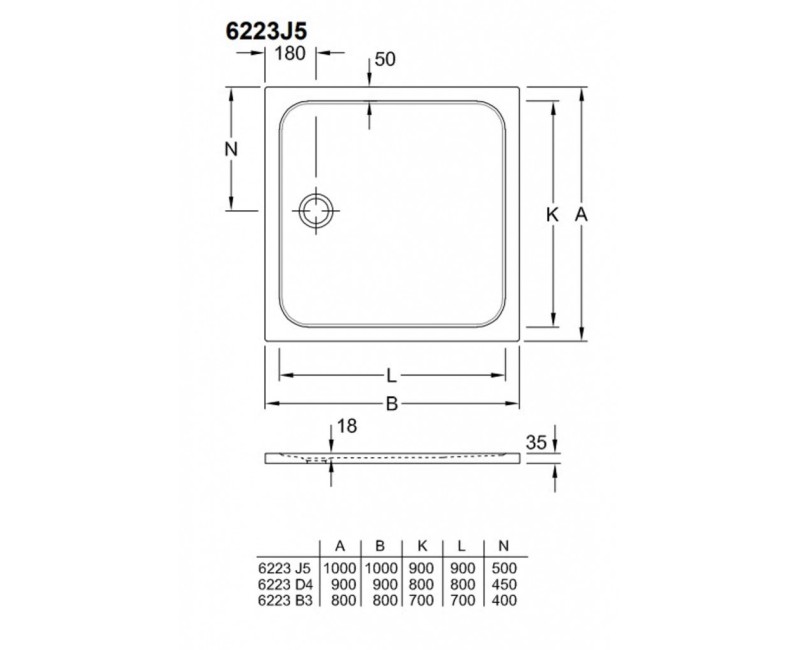 Душевой поддон Villeroy & Boch Lifetime Plus 100x100 см, Керамика Белый 6223J501