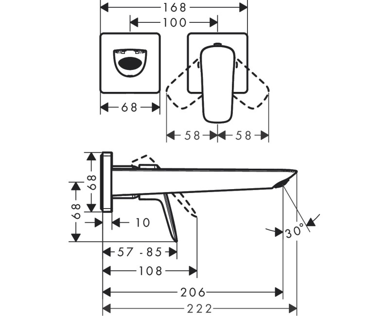 Izlietnes maisītājs Hansgrohe Logis iebūvējams ar izteku 20.6c  71256670 Melns Matēts