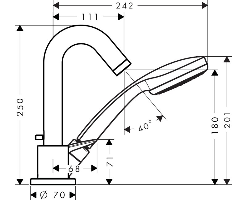 Смеситель для ванны/душа Hansgrohe Logis Secuflex 71310000 хром