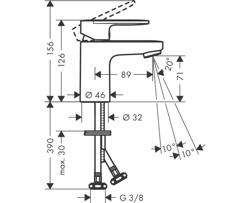 Смеситель для раковины Hansgrohe Vernis Blend 70 71558670 Черный матовый