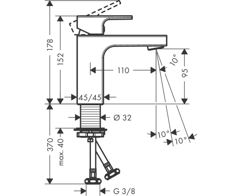 Izlietnes maisītājs Hansgrohe Vernis Shape 100 iebūvējams 71220670 Melns matēts