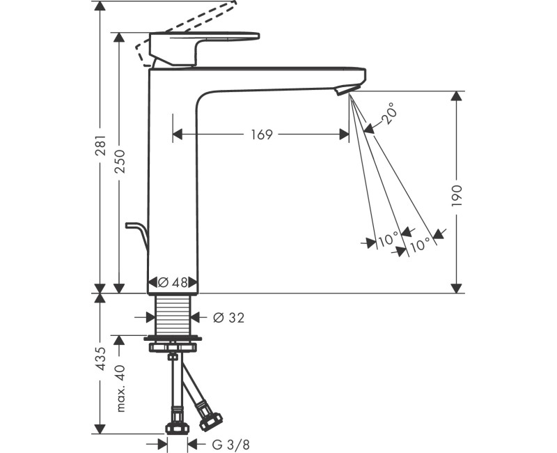 Izlietnes maisītājs Hansgrohe Vernis Blend 190  ar pop up izplūdi 71581000 Hromēts