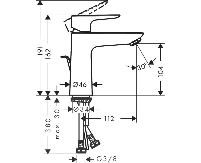 Izlietnes maisītājs Hansgrohe Talis E 110 CoolStart  ar pop up izplūdi melns matēts 71713670