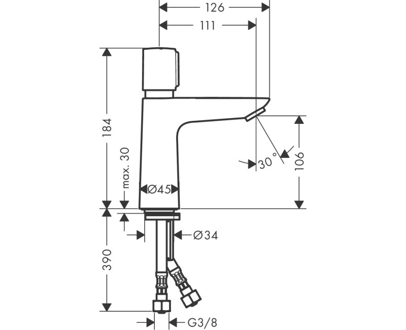 Izlietnes maisītājs Hansgrohe Talis E pašaizvēršanās ar temperatūras kontroli 110 71718000