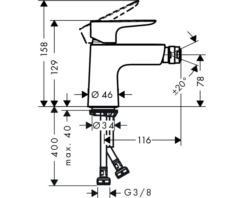 Смеситель для биде Hansgrohe Talis E push open хром 71721000