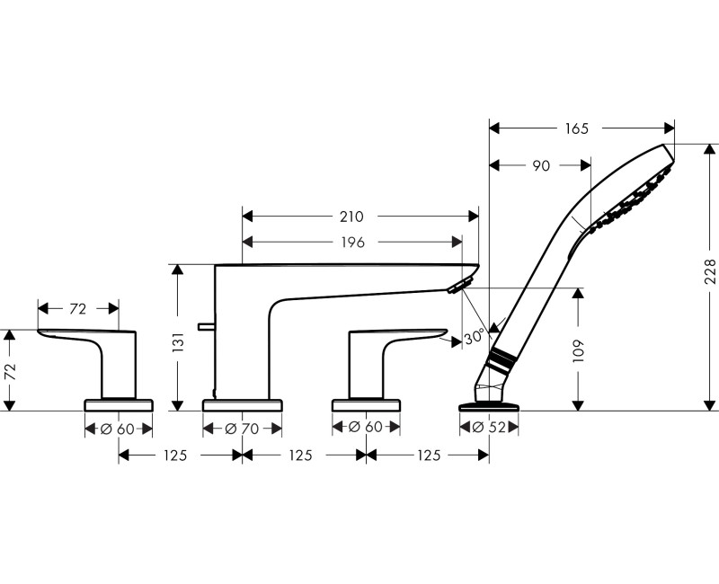 Смеситель для ванны/душа Hansgrohe Talis E 71748000 хром