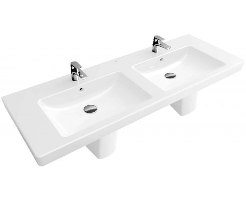 Vannas istabas izlietne Villeroy & Boch Subway 2.0 130x47cm uz virsmas, Balta