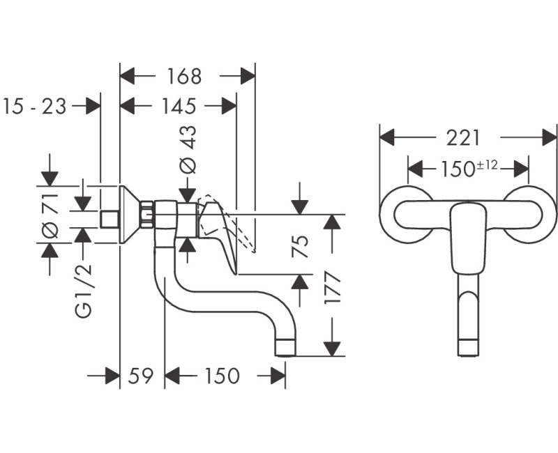 Virtuves maisītājs Hansgrohe Logis M31 1jet no sienas 71836000