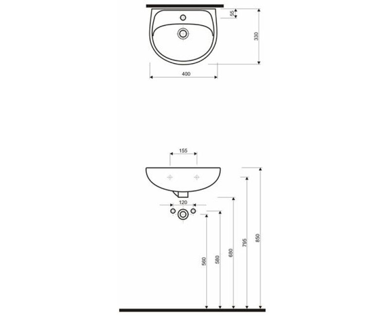 KOLO SOLO Раковина 400 mm, белая 72141