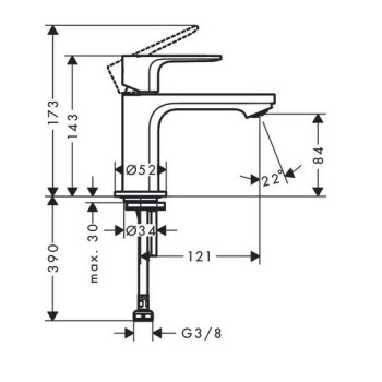 Izlietnes krāns Hansgrohe Rebris S 80 72503000 Hromēts