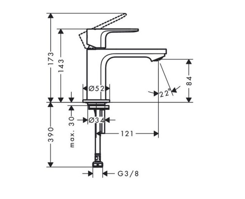 Izlietnes krāns Hansgrohe Rebris S 80 72503000 Hromēts