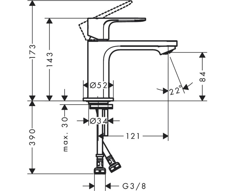 Смеситель для раковины Hansgrohe Rebris S 80 CoolStart 72514000 Хром