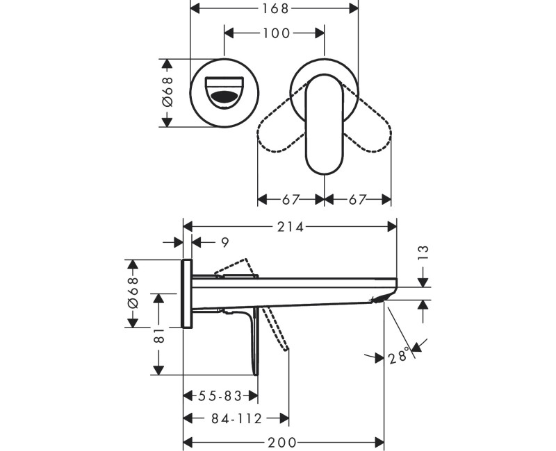 Izlietnes maisītājs Hansgrohe Rebris S iebūvējams 72528670 Melns matēts