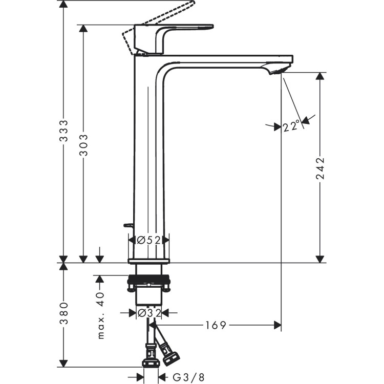 Izlietnes maisītājs Hansgrohe Rebris 240 CoolStart ar pop up izolūdi 72581000 Hromēts