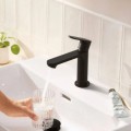 Смеситель для раковины Hansgrohe Rebris S 80 CoolStart EcoSmart+  с pop up клапаном 72586670 Черный матовый