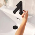 Смеситель для раковины Hansgrohe Rebris S 80 CoolStart EcoSmart+  с pop up клапаном 72586670 Черный матовый